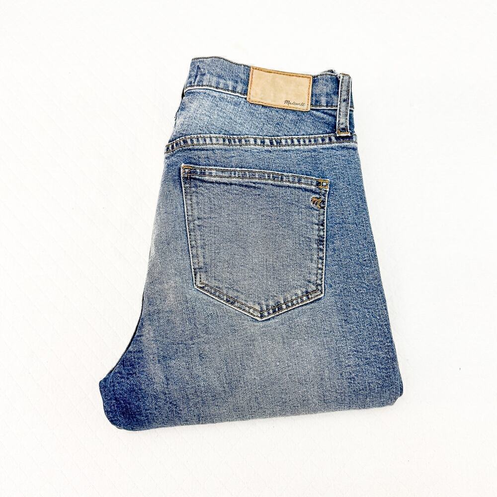 Madewell Cruiser Straight Vintage Wash Color Block Ripped Denim Jeans Size 26